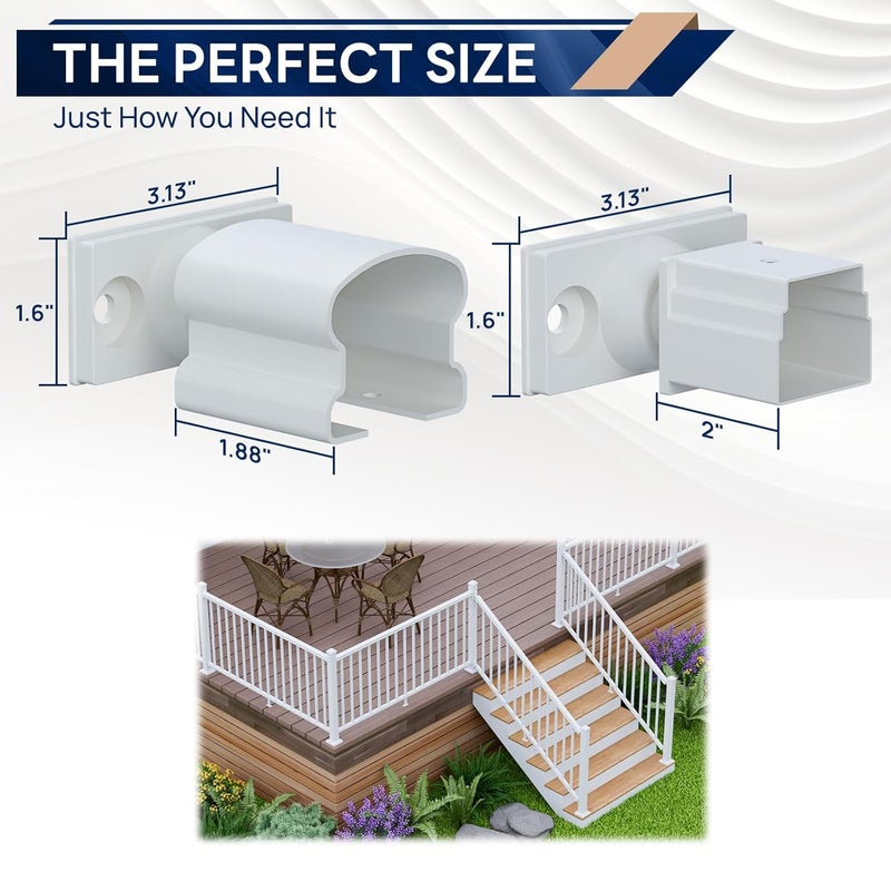 Egadis 4 Pack Aluminum Deck Railing Bracket Connector, Adjustable Railing Bracket, White Outdoor Textured Powder-Coat Finish Rail System for Decks, Porches & Balconies - Image 5